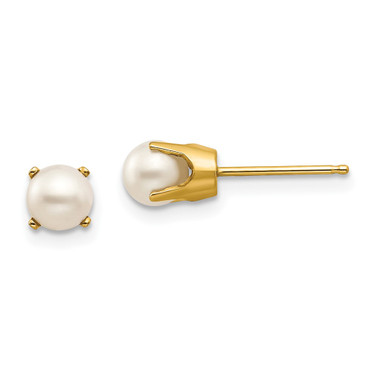 5mm 14K Yellow Gold 5mm Freshwater Cultured Pearl Earrings-June