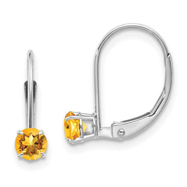 Image of 13mm 14k White Gold 4mm Round November/Citrine Leverback Earrings