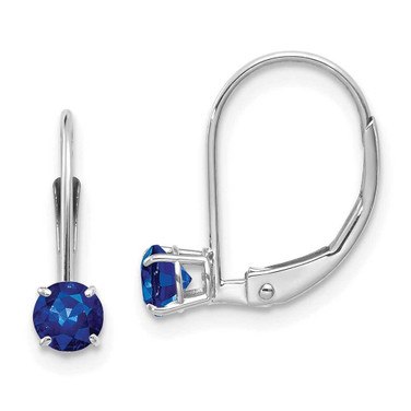 Image of 13mm 14k White Gold 4mm Round September/Sapphire Leverback Earrings