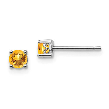 Image of 4mm Sterling Silver Rhodium-plated 4mm Round Citrine Post Earrings