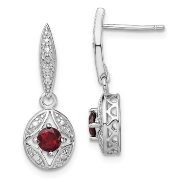 Image of 24mm Sterling Silver Rhodium-plated Garnet and Diamond Dangle Earrings