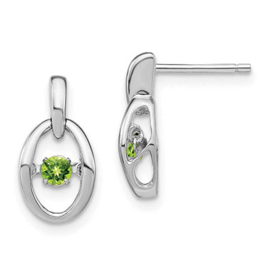 Image of 14mm Sterling Silver Rhodium-plated Peridot Birthstone Vibrant Earrings