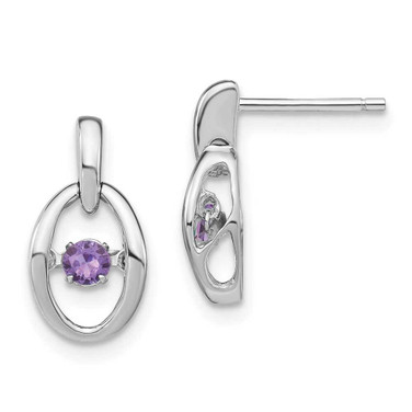 Image of 14mm Sterling Silver Rhodium-plated Created Alexandrite Birthstone Vibrant Earrings