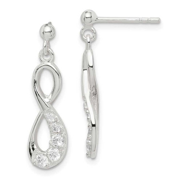 Image of 26.6mm Sterling Silver CZ Infinity Loop Dangle Earrings