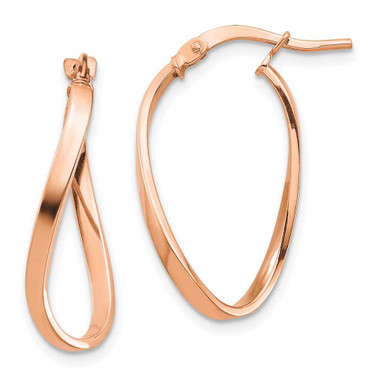 Image of 23.57mm 14k Rose Gold Polished 2mm Wavy Hoop Earrings
