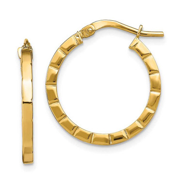 Image of 21mm 14K Yellow Gold Small Striped Edge Hoop Earrings