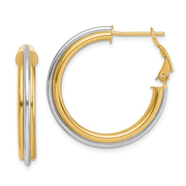 Image of 28mm 14K Two-tone Gold 28mm Polished Omega Back Hoop Earrings