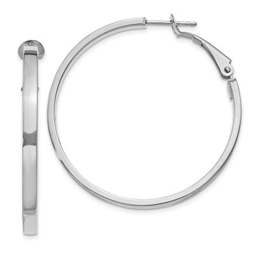Image of 40.5mm 14k White Gold 3x37mm Polished Square Tube Round Hoop Earrings