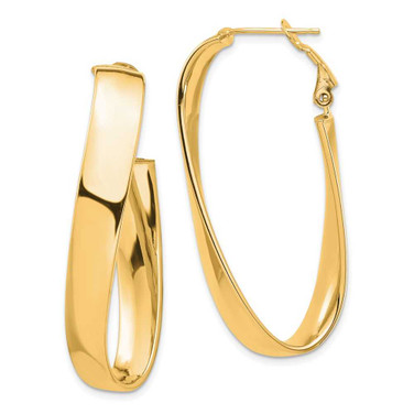 Image of 43.17mm 14K Yellow Gold High Polished 7mm Twisted Omega Back Oval Hoop Earrings