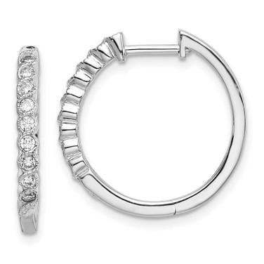 Image of 14K White Gold Lab Grown Diamond SI1/SI2, G H I, Hinged Hoop Earrings EM5401-025-WLG
