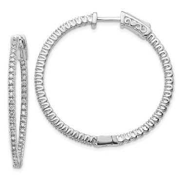 Image of 14k White Gold Oro Spotlight Lab Grown Diamond SI+, H+, Round Hoop w/Safety Clasp Earrings XE1985WLG