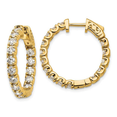 Image of 14k Yellow Gold Oro Spotlight Lab Grown Diamond SI+, H+, Round Hoop w/Safety Clasp Earrings XE2016LG