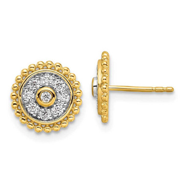 Image of 10mm 14K Yellow Gold Lab Grown Diamond SI1/SI2, G H I, Circle Post Earrings
