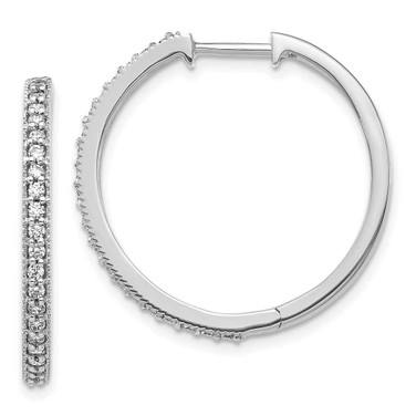 Image of 14K White Gold Lab Grown Diamond SI1/SI2, G H I, Milgrain Hinged Hoop Earrings