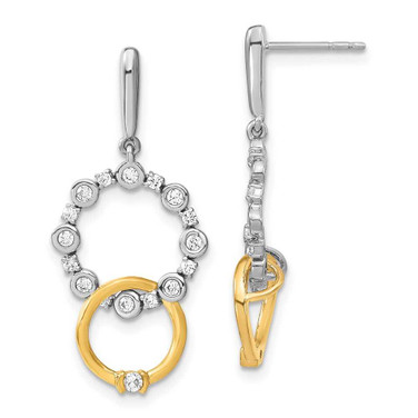 Image of 29.81mm 14K Two-tone Gold Lab Grown Diamond SI1/SI2, G H I, Fancy Circle Drop Post Earrings