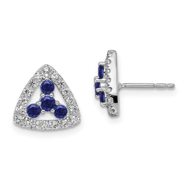 Image of 10.15mm 14K White Gold Lab Grown Diamond SI1/SI2, G H I, Created Sapp Triangle Post Earrings