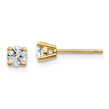 Image of 14K Yellow Gold 1/2 carat total weight Round VS/SI D E F Lab Grown Diamond 4 Prong Stud Post Earrings
