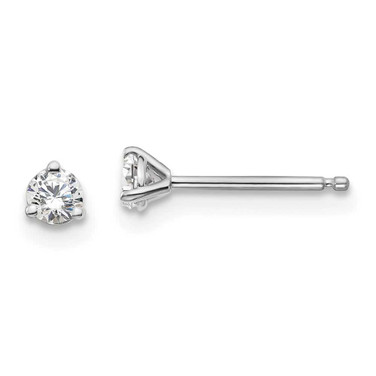 Image of 14k White Gold 1/5 carat total weight Round SI1/SI2 G H I Lab Grown Diamond 3 Prong Stud Post Earrings