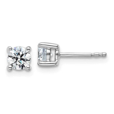 Image of 14k White Gold 3/4 carat total weight Round SI1/SI2 G H I Lab Grown Diamond 4 Prong Stud Post Earrings