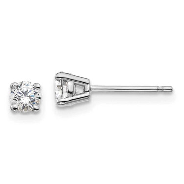 Image of 14k White Gold 3/8 carat total weight Round SI1/SI2 G H I Lab Grown Diamond 4 Prong Stud Post Earrings