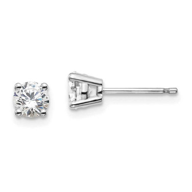 Image of 14k White Gold 2/3 carat total weight Round Certified VS/SI D E F Lab Grown Diamond 4 Prong Stud Post Earrings