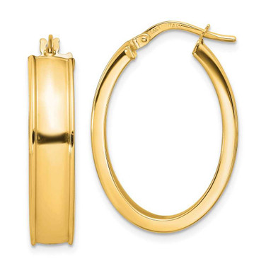 Image of 14K Yellow Gold Polished Oval Hoop Earrings LE2163