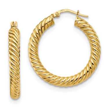 Image of 30mm 14K Yellow Gold Polished Twisted Hoop Earrings LE1813