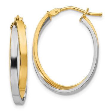 Image of 23mm 14K Two-tone Gold Polished Hinged Hoop Earrings 23Q