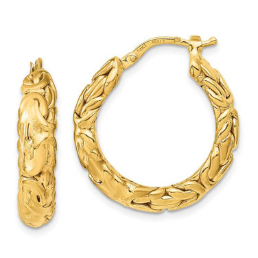 Image of 26mm 14K Yellow Gold Polished Textured Hoop Earrings LE2198