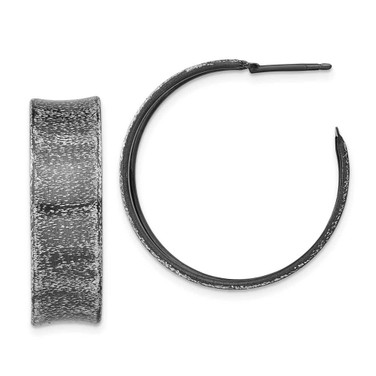 Image of 29.5mm Sterling Silver Ruthenium-plated Post Hoop Earrings QLE336