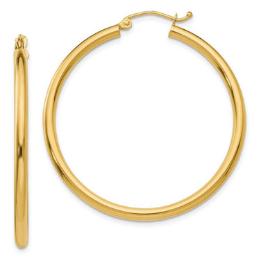 Image of 42mm 14K Yellow Gold Polished 2.5mm Lightweight Tube Hoop Earrings LE2227