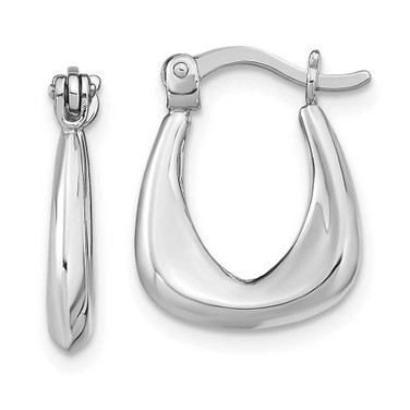 Image of 15.75mm Sterling Silver Rhodium-plated Huggie Earrings