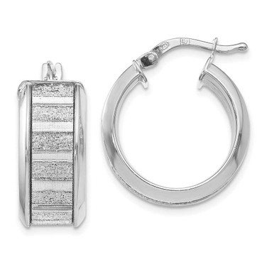Image of 24mm Sterling Silver Polished Glimmer Infused Hoop Earrings