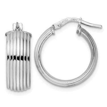 Image of 20.7mm Sterling Silver Rhodium-plated Polished Grooved Hoop Earrings