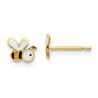5.3mm 14K Yellow Gold Madi K Enamel Bumble Bee Post Earrings