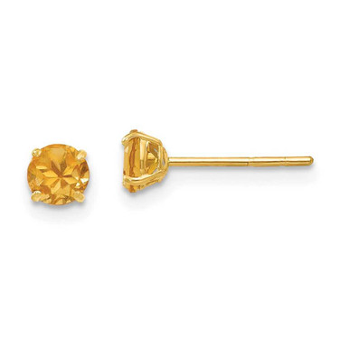 Image of 4mm 14K Yellow Gold Madi K Round Citrine 4mm Post Earrings