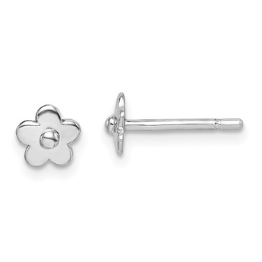 Image of 5.6mm Sterling Silver Madi K Rhodium-plated Flowers Post Earrings