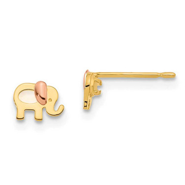 Image of 4.8mm 14k Madi K Two-Tone Gold Childrens Mother-of-pearl Elephant Post Earrings