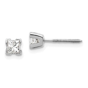 Image of 3.5mm 14k White Gold AAA Quality Complete Princess Cut Diamond Earrings XWAP4AAA