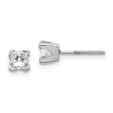 Image of 3.75mm 14k White Gold AAA Quality Complete Princess Cut Diamond Earrings XWAP5AAA