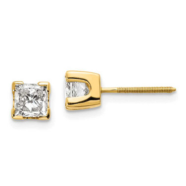 Image of 4.5mm 14K Yellow Gold AAA Quality Complete Princess-cut Diamond Earrings XAP7AAA