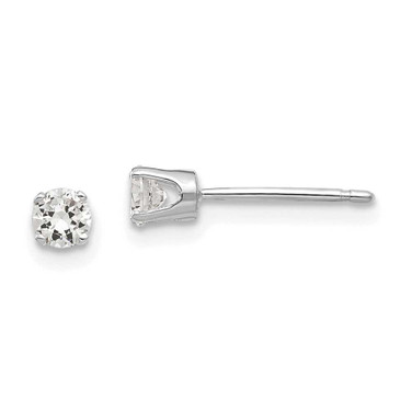 Image of 4mm 14k White Gold 3.25mm CZ stud earrings