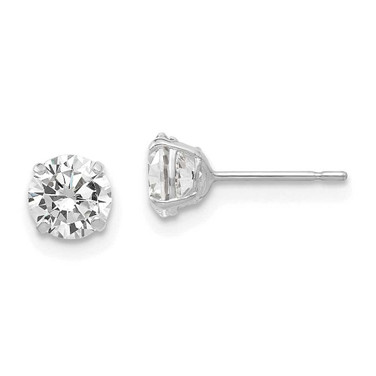 Image of 5mm 14k White Gold 5mm Round CZ Post Earrings