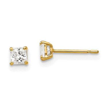 Image of 3mm 14K Yellow Gold 3mm Square CZ Post Earrings