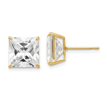 Image of 10mm 14K Yellow Gold 9mm Square CZ Post Earrings