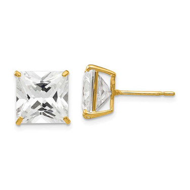 Image of 11mm 14K Yellow Gold 10mm Square CZ Post Earrings