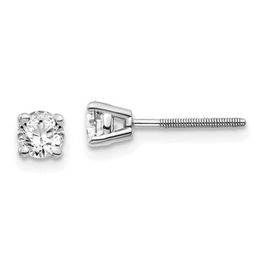 Image of 1.7mm 14k White Gold .50ct SI3 G-I Diamond Stud Thread on/off Post Earrings