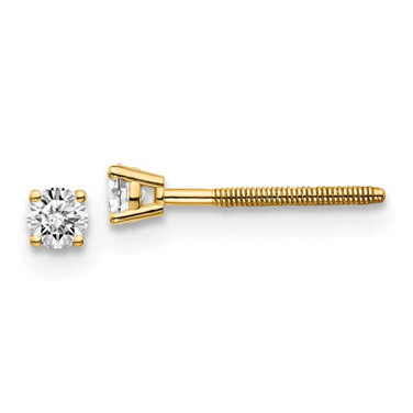 Image of 2.7mm 14k Yellow Gold .15ct. SI3 G-I Diamond Stud Thread on/off Post Earrings Image of 2.7mm 14k Yellow Gold .15ct. SI3 G-I Diamond Stud Thread on/off Post Earrings