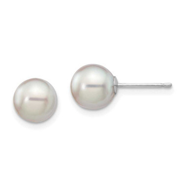 Image of 7-8mm 14K White Gold 7-8mm Round Grey Saltwater Akoya Earrings
