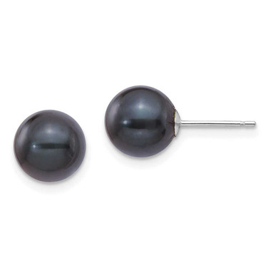 Image of 8-9mm 14K White Gold 8-9mm Round Black Saltwater Akoya Earrings